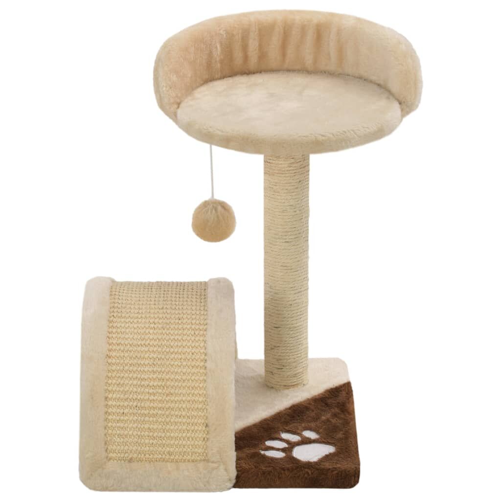 Vidaxl Rascador Para Gatos Con Poste De Sisal 40 Cm Beige Y Marrón_3