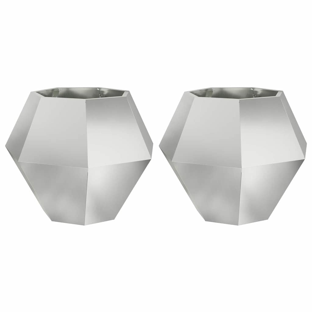 Jardinera 2 Pcs Plateado 75 X 75 X 60 Cm Acero Galvanizado_0