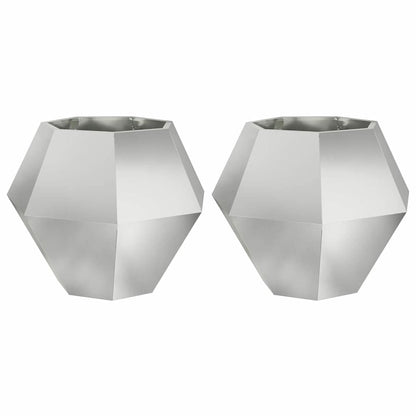 Jardinera 2 Pcs Plateado 75 X 75 X 60 Cm Acero Galvanizado_0