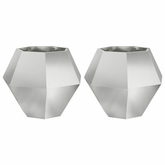 Jardinera 2 Pcs Plateado 75 X 75 X 60 Cm Acero Galvanizado_0