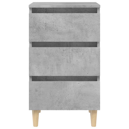 Mesita De Noche Patas Madera Maciza Gris Hormigón 40x35x69 Cm_3