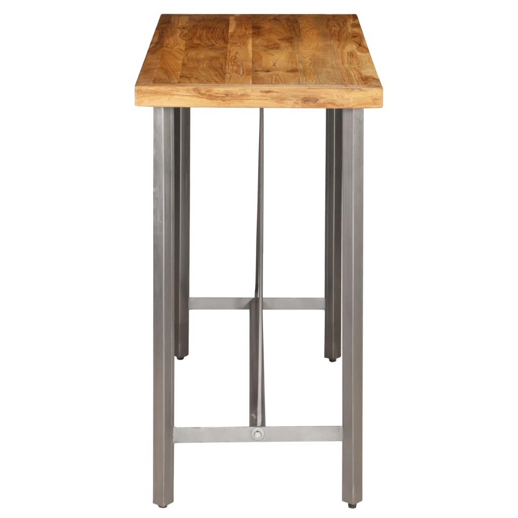 Mesa Alta De Bar Teca Maciza Reciclada 120x58x106 Cm_2
