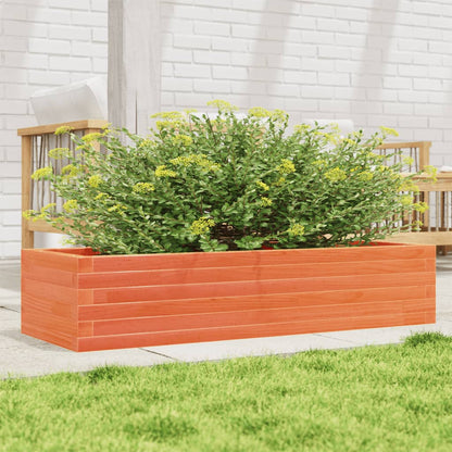 Jardinera De Madera Maciza De Pino Marrón Cera 110x40x23 Cm_1