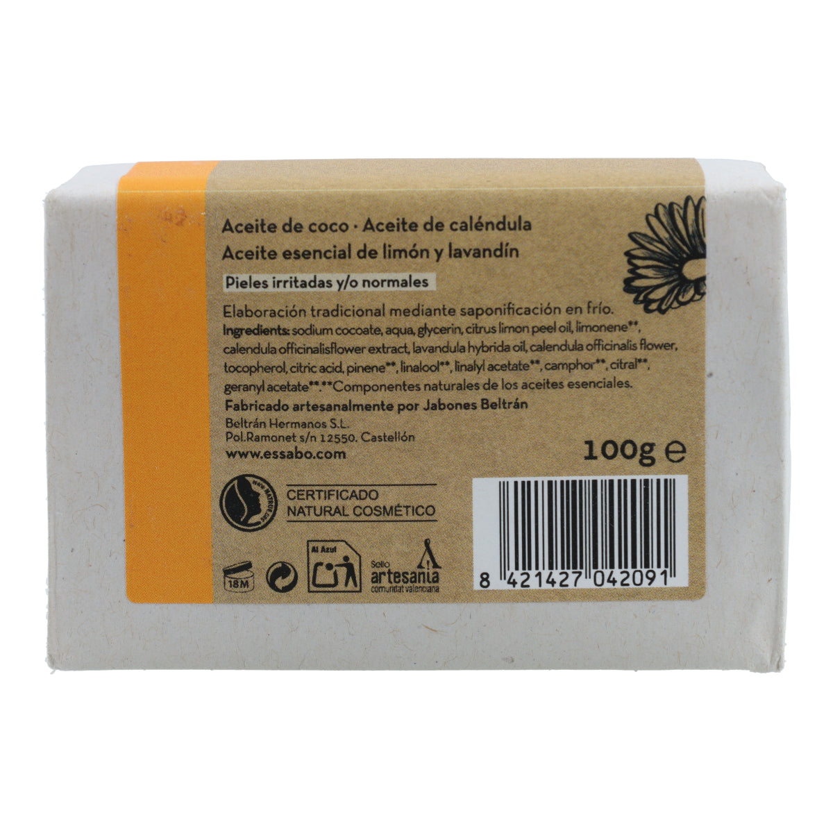 Jabón de Caléndula Artesanal 100g Essabó