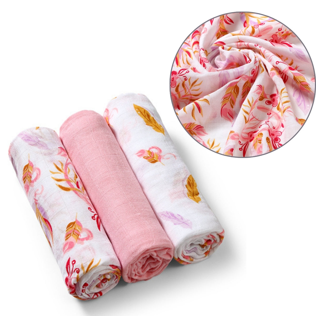 Pack 3 Muselinas Bambú Organico 70x70 Cm Rose_1