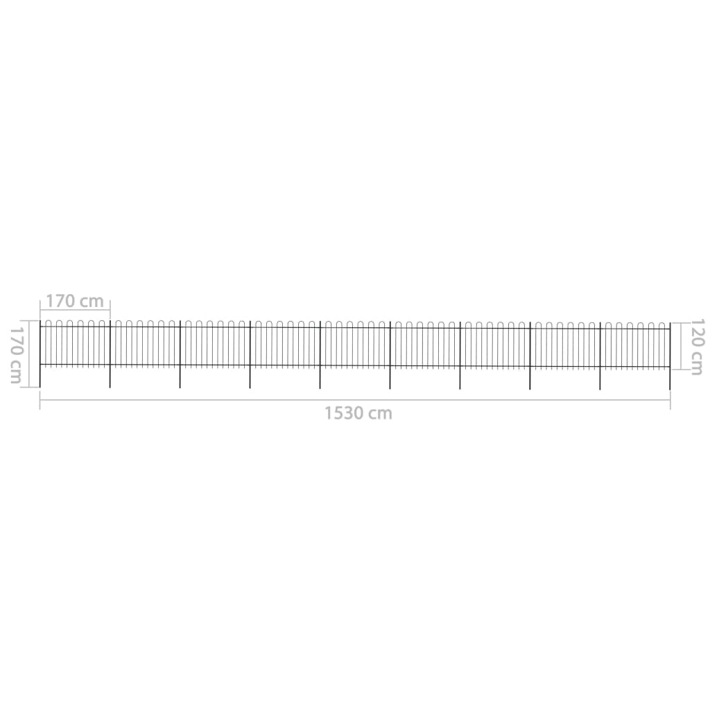 Valla De Jardín Con Puntas De Aro Acero Negro 15,3x1,2 M / Vetonek_3
