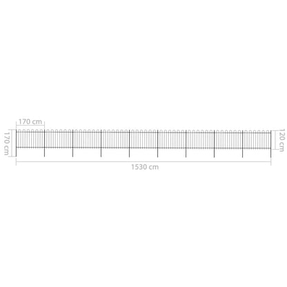 Valla De Jardín Con Puntas De Aro Acero Negro 15,3x1,2 M / Vetonek_3