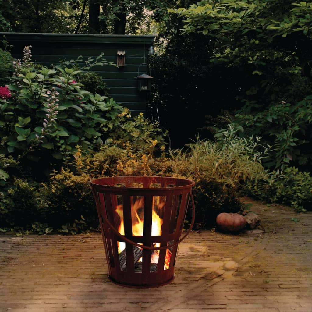 Progarden Cubo Para Leña Con Asa De Metal Color Óxido_1
