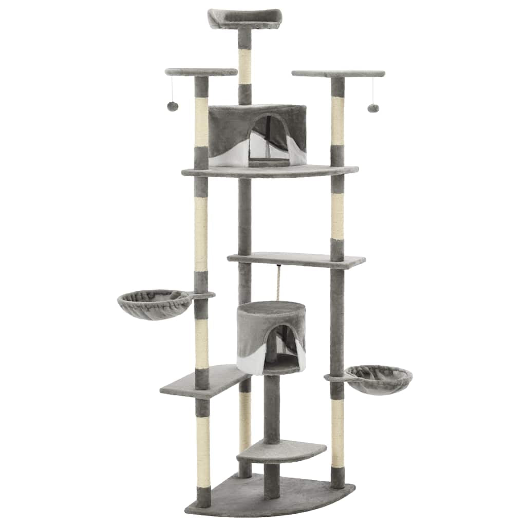 Vidaxl Rascador Para Gatos Con Poste De Sisal 203 Cm Gris Y Blanco_2
