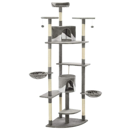 Vidaxl Rascador Para Gatos Con Poste De Sisal 203 Cm Gris Y Blanco_2