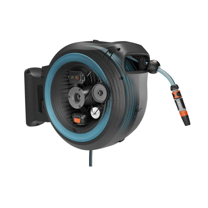 Portamanguera de pared a batería PowerRoll XL 35 m Gardena