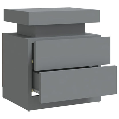 Mesita De Noche Madera De Ingeniería Gris 45x35x52 Cm_4