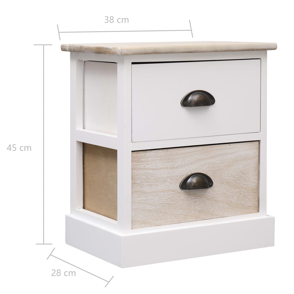 Mesita De Noche Madera De Paulownia Blanco Y Natural 38x28x45cm_4