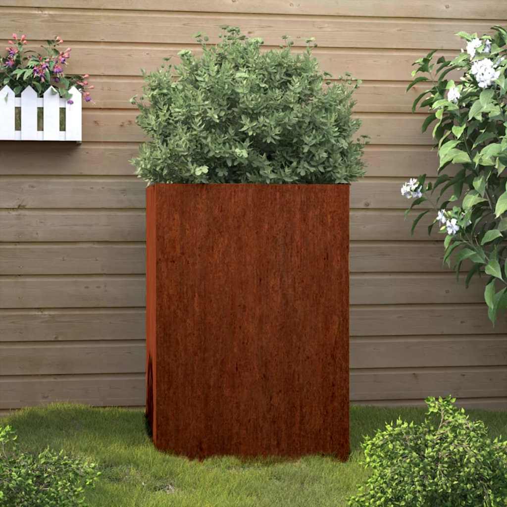 Jardinera De Acero Corten 42x38x75 Cm_1