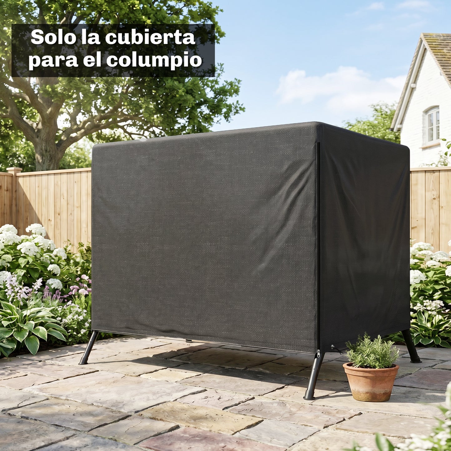 Outsunny Funda Balancín Jardín Con Cremallera 215x155x150 Cm Negro_3