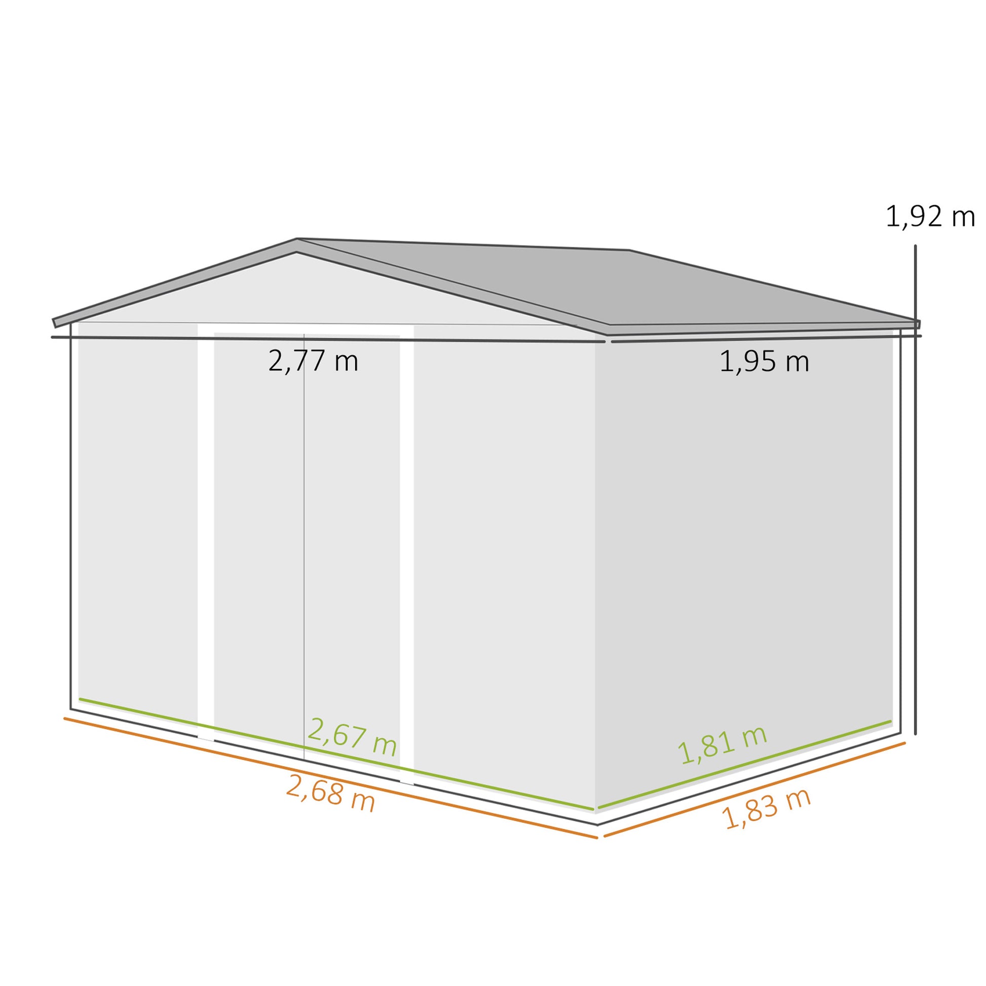 Outsunny Caseta De Jardín Exterior 4,9 M² 277x195x192 Cm Con Puerta Corredera_2