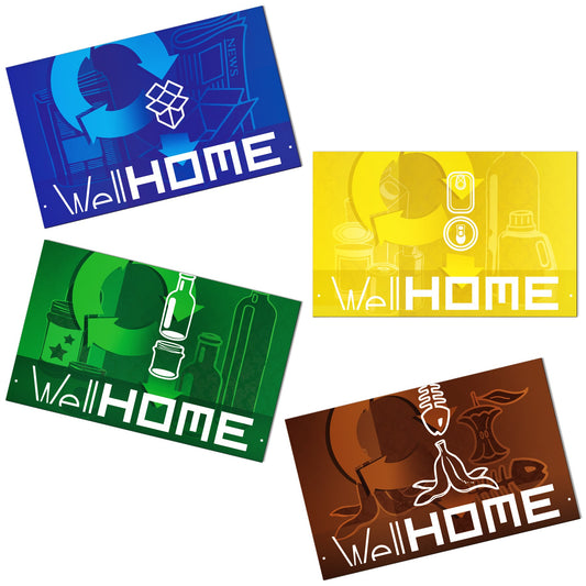 Set De 4 Etiquetas Magnéticas Para Reciclaje, En Pvc, Mate - Full-color - De 80mm X 50mm_0