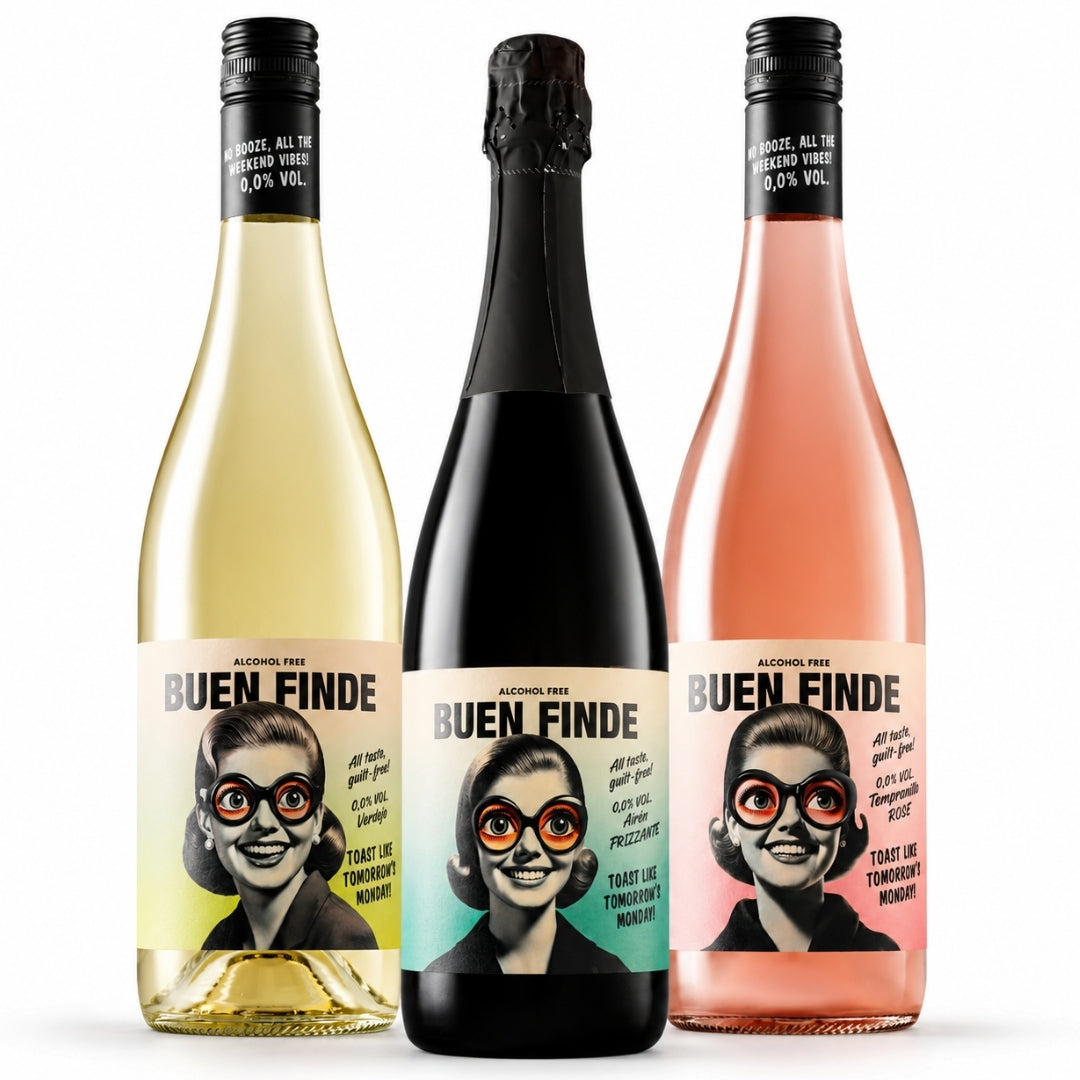 Vino Sin Alcohol 0,0% | Pack 3 Botellas X 750 Ml | Blanco Verdejo + Rosado Tempranillo + Frizzante Airén_0