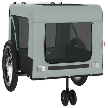 Vidaxl Remolque De Bicicleta Mascotas Hierro Tela Oxford Gris Negro_5