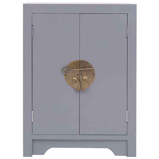 Mesita De Noche Madera De Paulownia Gris 38x28x52 Cm_0