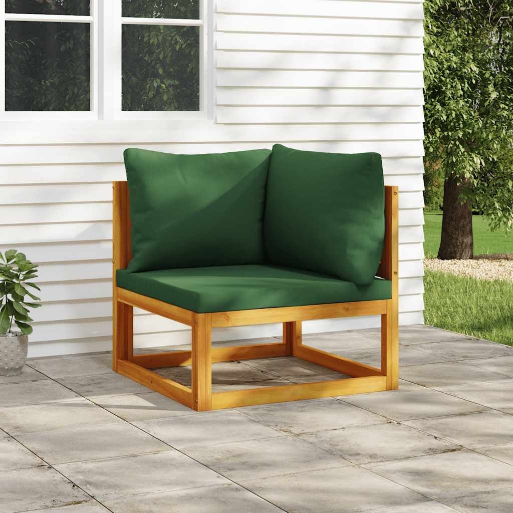 Vidaxl Sofá Esquinero Modular Madera Maciza Acacia Con Cojines Verde_1