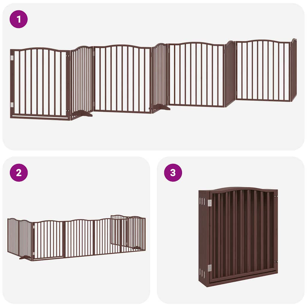 Vidaxl Puerta De Perros Plegable 8 Paneles Madera Álamo Marrón 640 Cm_4