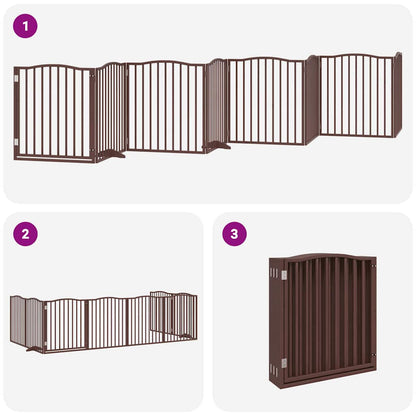 Vidaxl Puerta De Perros Plegable 8 Paneles Madera Álamo Marrón 640 Cm_4