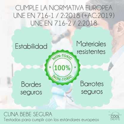 Cuna De Bebe Convertible En Cama Koala Con Kit Colecho Y Kit Barandillas_5