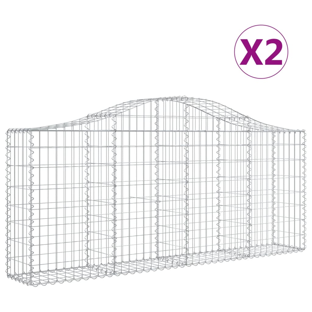 Cestas De Gaviones 2 Uds Forma De Arco Hierro 200x30x80/100 Cm_0