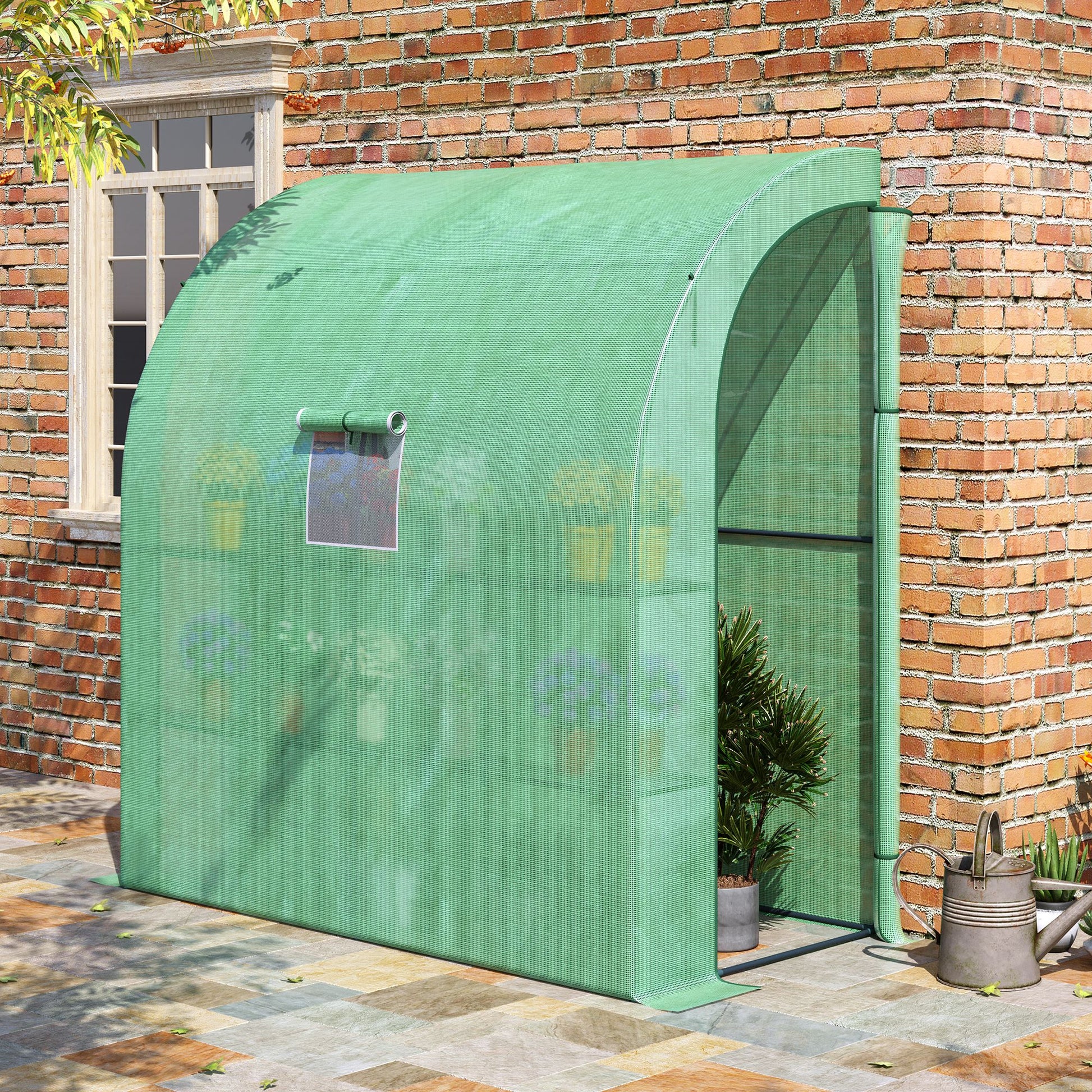 Outsunny Invernadero Pequeño Con Estantes De 3 Niveles 200x100x215 Cm Verde_1
