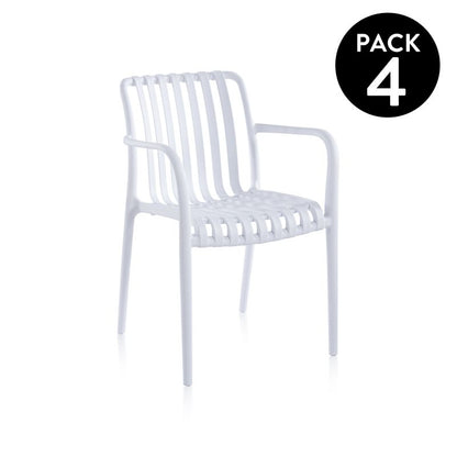 Pack 4 Sillas De Exterior Jamie Arm Polipropileno, Blanco, 57,5 X 81 X 55,5_0