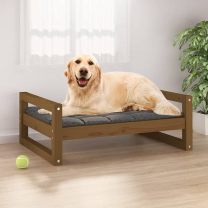 Vidaxl Cama Para Perros Madera Maciza Pino Marrón Miel 75,5x55,5x28 Cm_1