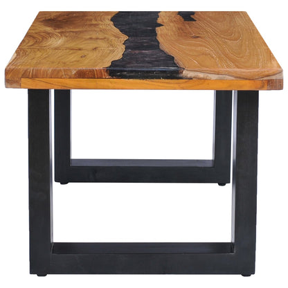 Mesa De Centro Madera Maciza De Teca Y Poliresina 100x50x40 Cm_2