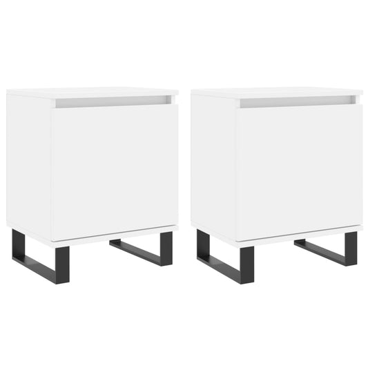 Mesitas De Noche 2 Uds Madera De Ingeniería Blanco 40x30x50 Cm_0