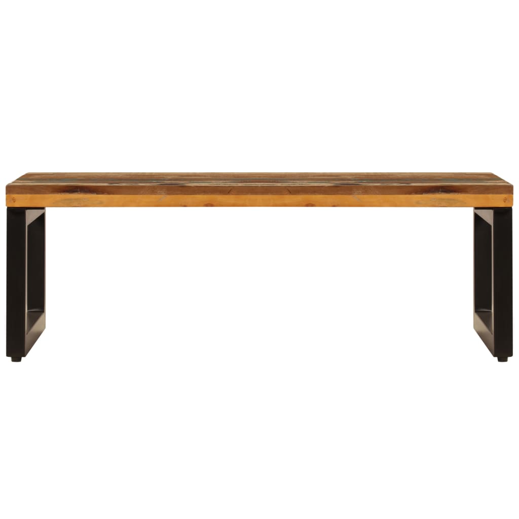 Mesa De Centro De Madera Maciza Reciclada Y Acero 100x50x35 Cm_1