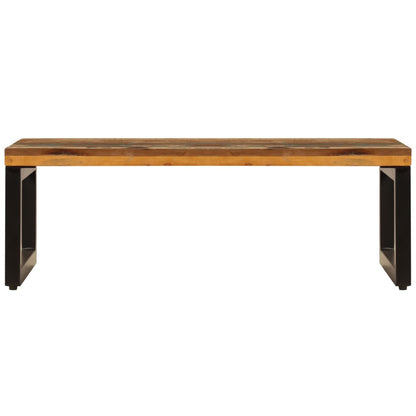 Mesa De Centro De Madera Maciza Reciclada Y Acero 100x50x35 Cm_1