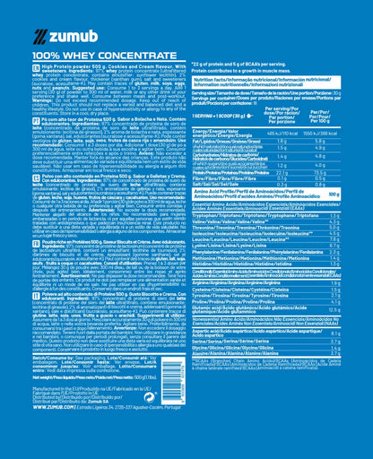 Zumub 100% Whey Concentrate 500 G  - Cookies&cream