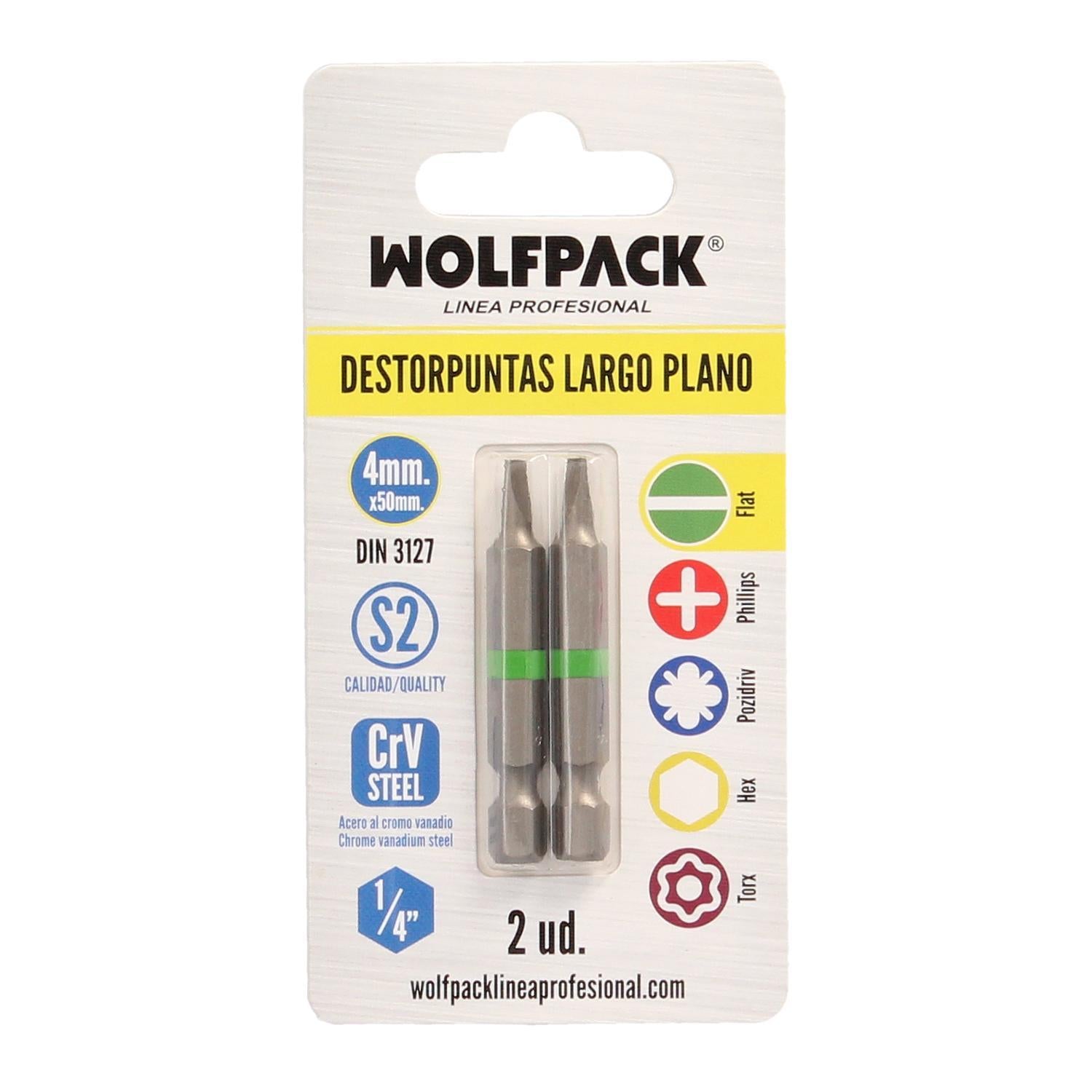 Puntas Destornillador Largo Plano 4 Mm. (2 Piezas). Acero S2 Al Cromo Vanadio. Puntas Hexagonales, Destorpuntas,_2