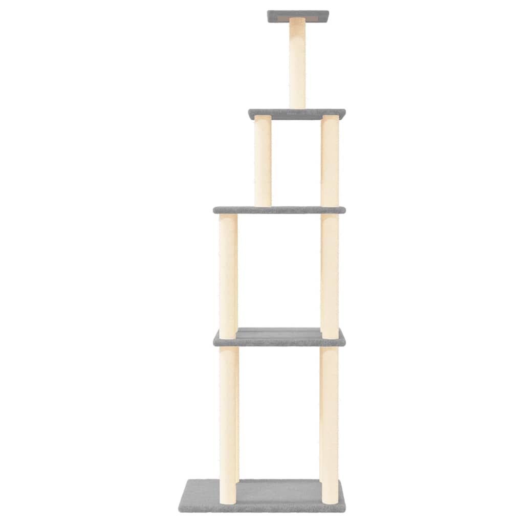 Rascador Para Gatos Con Postes De Sisal Gris Claro 183 Cm_2