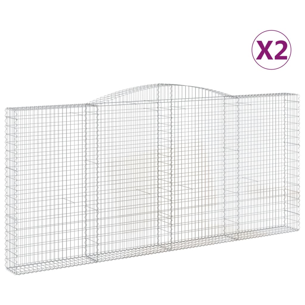 Cestas De Gaviones 2 Uds Forma De Arco Hierro 400x30x180/200 Cm_0