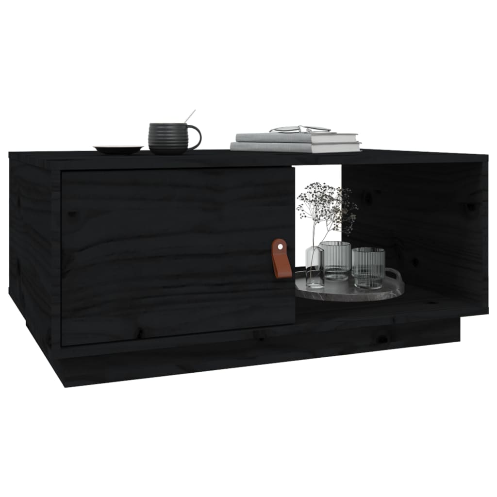 Mesa De Centro De Madera Maciza De Pino Negro 80x50x35,5 Cm_2