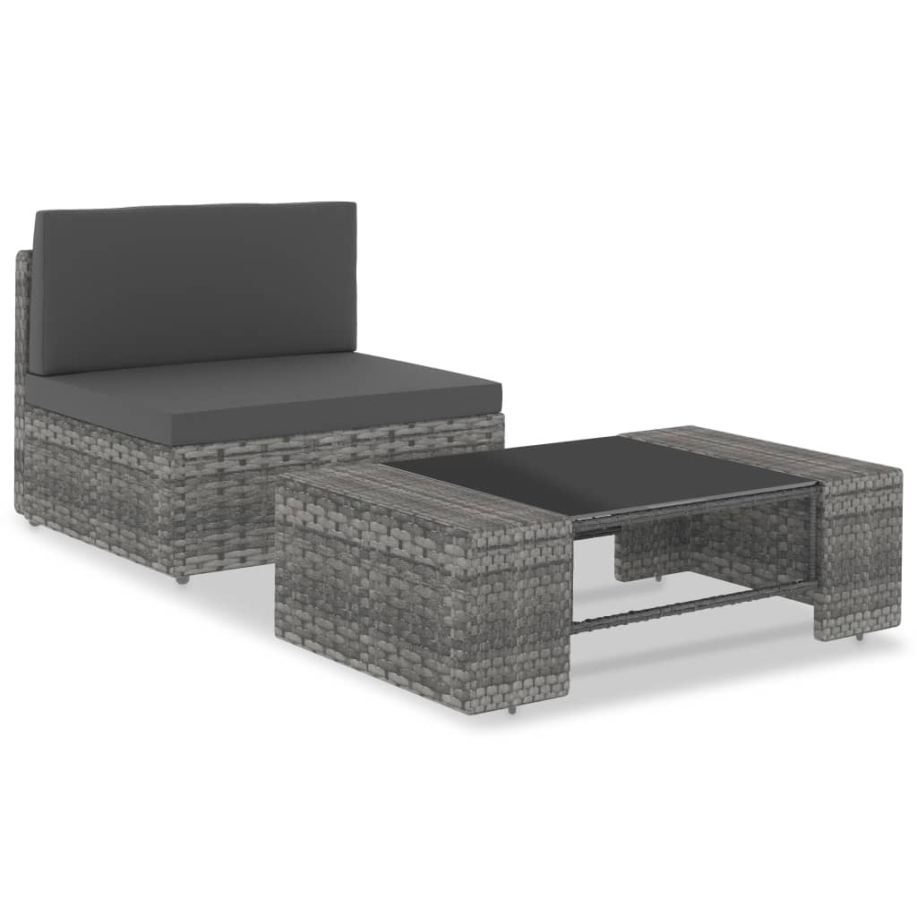 Vidaxl Juego De Muebles De Jardín 2 Piezas Ratán Sintético Gris_0