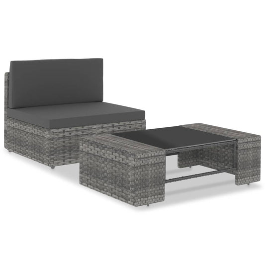 Vidaxl Juego De Muebles De Jardín 2 Piezas Ratán Sintético Gris_0