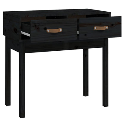 Mesa Consola Madera Maciza De Pino Negro 76,5x40x75 Cm_2