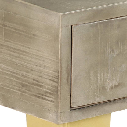 Mesa Consola Madera Maciza De Mango Con Latón Gris 110x35x76 Cm_3