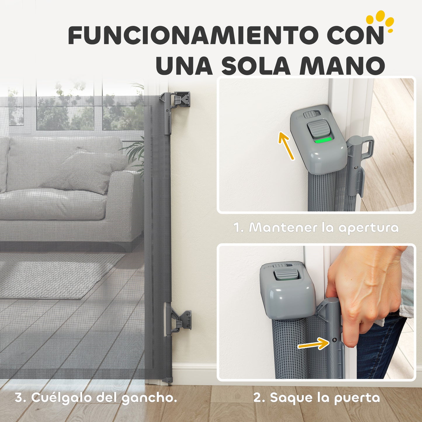 Pawhut Barrera De Seguridad Para Perros Retráctil_4