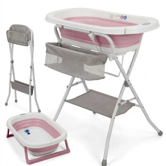 Bañera Plegable Para Bebé Con Soporte De Patas Antideslizantes Rosa Bathby_0