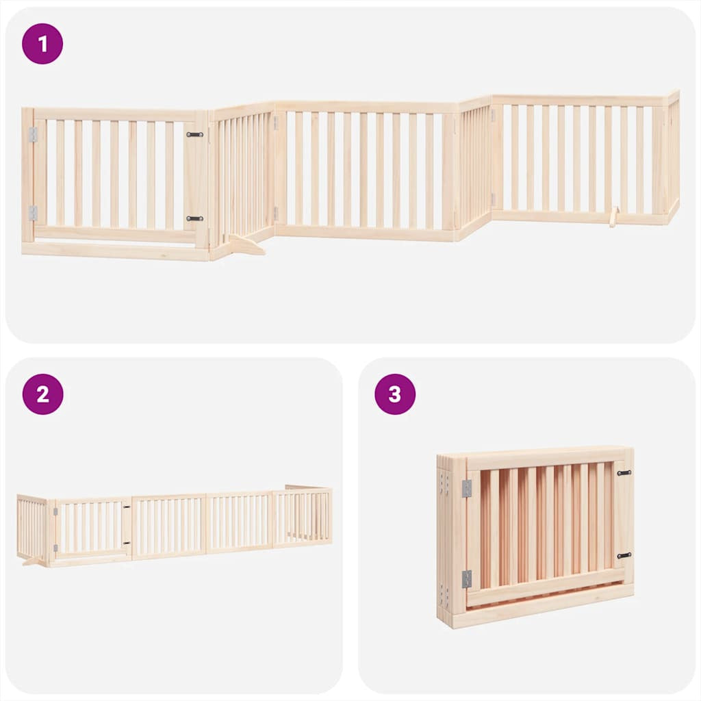 Vidaxl Puerta Para Perros Plegable 6 Paneles Madera De Álamo 480 Cm_3