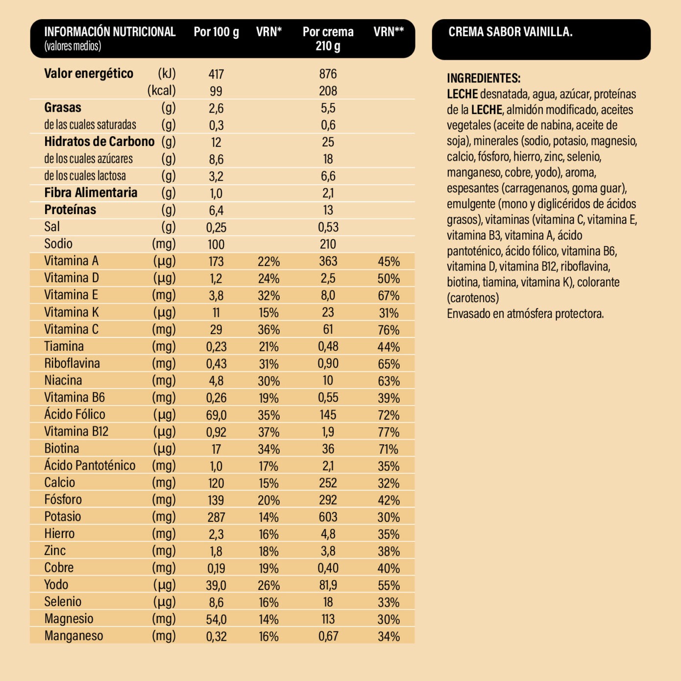 Crema Completa Vainilla BICENTURY 540g