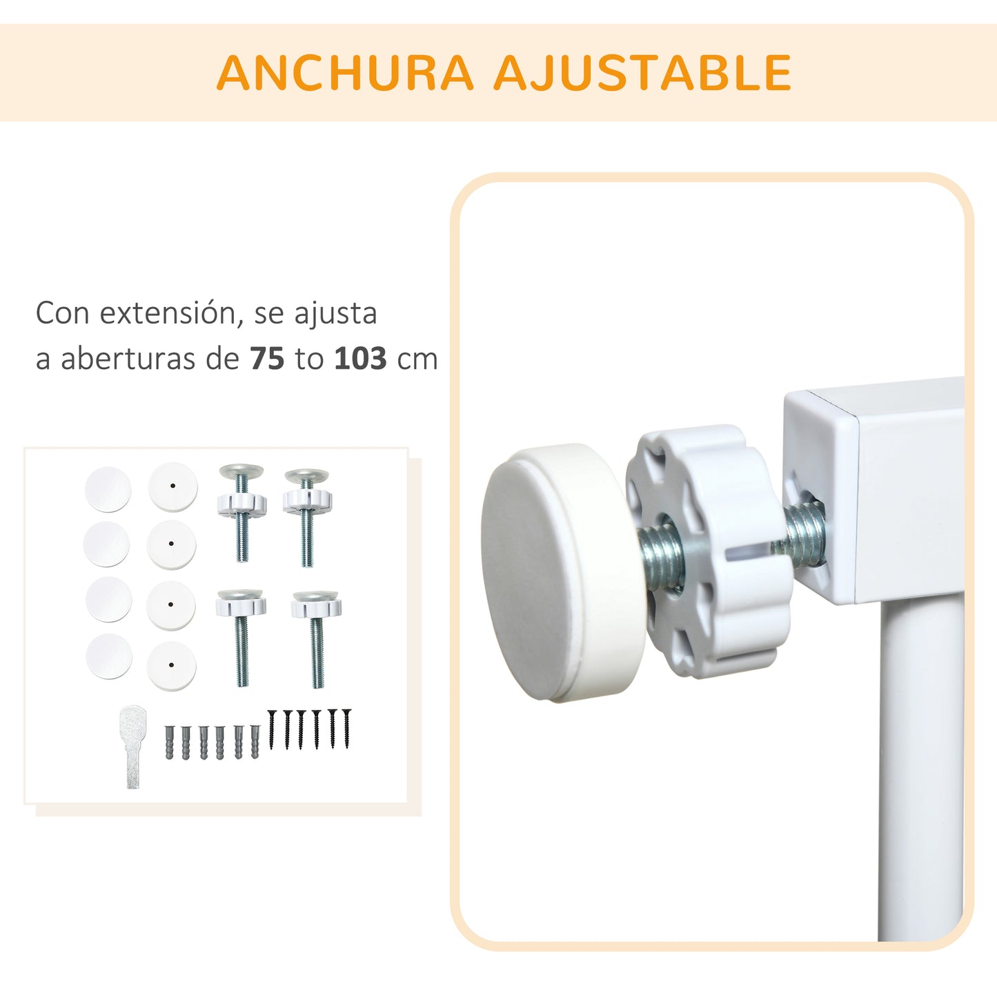 Pawhut Barrera De Seguridad Para Perros Extensible 75-103 Cm Con 2 Extensiones_5
